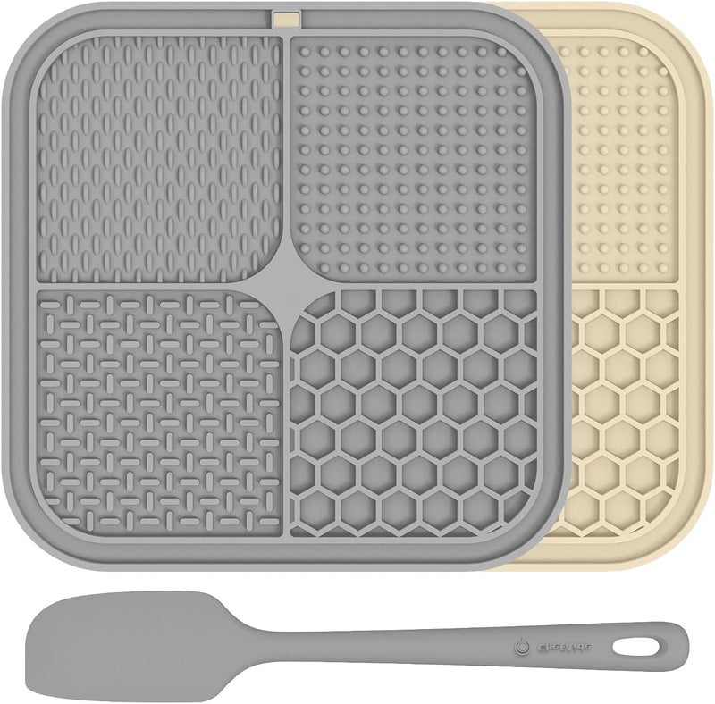 ChefAide 2 Pack Lick Mat for Dogs,Cats,Upgraded 8.5×8.5 inches Licking Mats with Suction Cups,Slow Feeder Licking Pad for Anxiety Relief and Boredom Reducer,Suitable for Dog Training Set 2 - Image 1